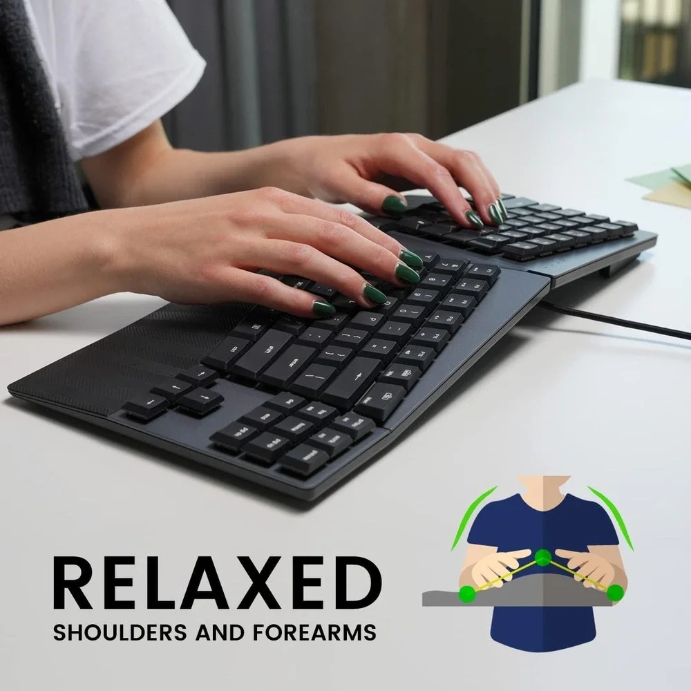 Perixx PERIBOARD-335 Wired Compact Ergonomic Mechanical Keyboard Brown Switch